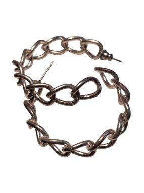 Chain-Link Hoop Earrings In Silver-Tone Metal With Post Back Closure